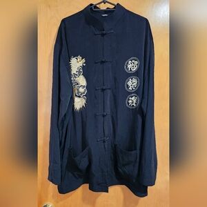 Vintage CHINESE Tang Jacket • Gold Embroidered Dragon • Size XXXL